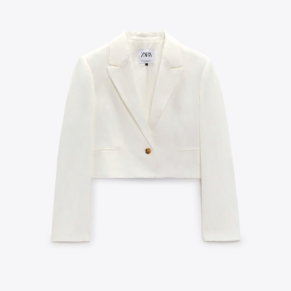 Zara limited edition linen blend cropped blazer you cannot miss - Picture 1 of 6